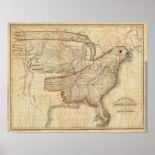Poster Carte des aigle des États-Unis