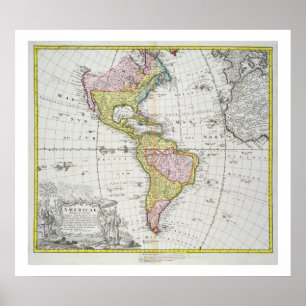 Poster Carte des Amériques, éditée par Homann, 1746 (C