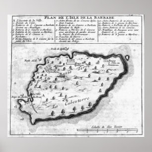 Poster Carte des Barbade