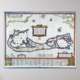 Poster Carte des Bermudes