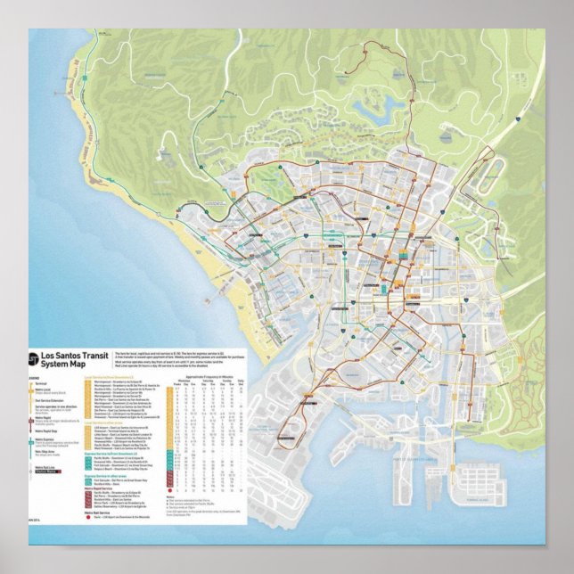 Poster Carte des bus de Los Santos (Devant)
