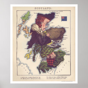 Poster Carte des caricatures écossaises 1868