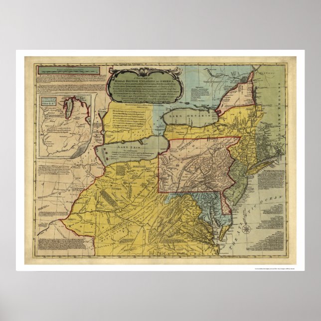 Poster Carte des colonies britanniques en Amérique - 1771 (Devant)