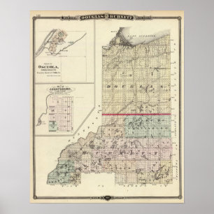 Poster Carte des comtés de Douglas et de Burnett