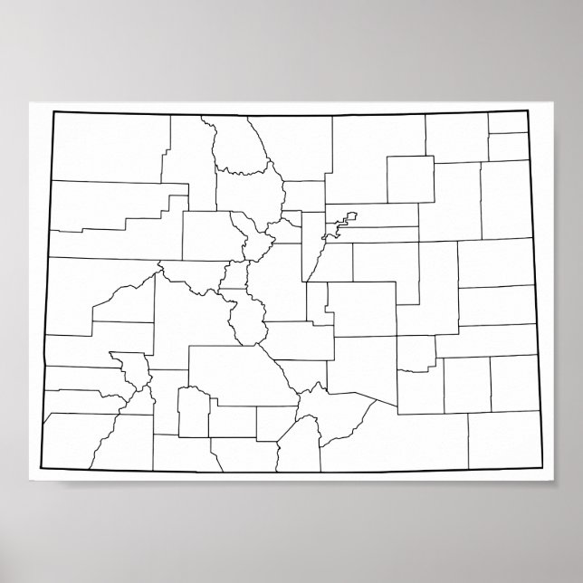 Poster Carte des comtés du Colorado (Devant)