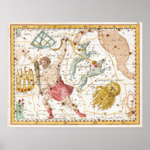 Poster Carte des constellations célestes vintages