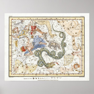 Poster Carte des constellations d'astronomie vintage