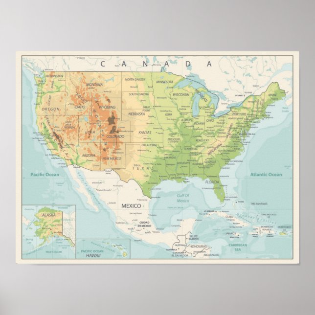 Poster Carte des couleurs du monde (Devant)