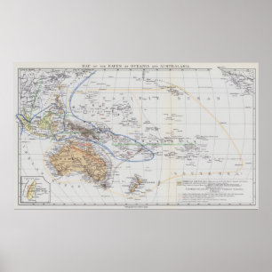 Poster Carte des courses d'Océanie et de l'Autralasie