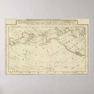 Poster Carte des découvertes faites par Cook et Clerke 2