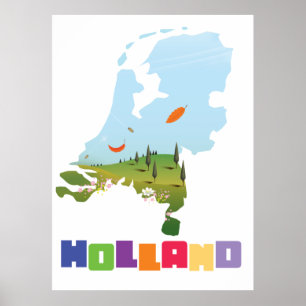 Poster Carte des dessins animés hollandais