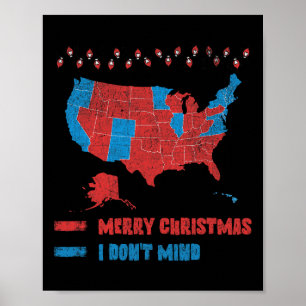 Poster Carte des élections 2024 Joyeux Noël Rouges électe