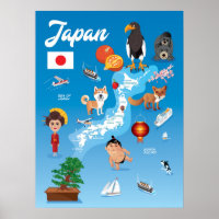 Carte des enfants caricatures du Japon