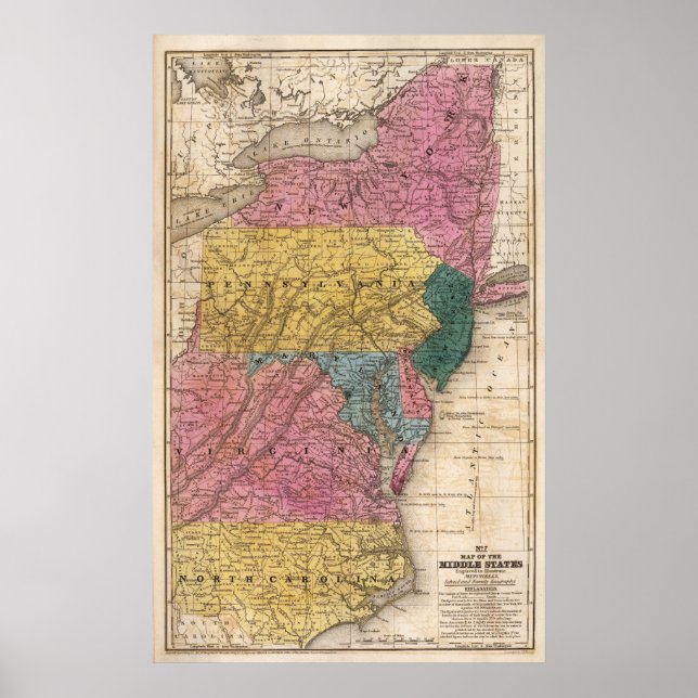 Poster Carte des États du Moyen-Orient (Devant)