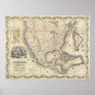 Poster Carte Des États-Unis