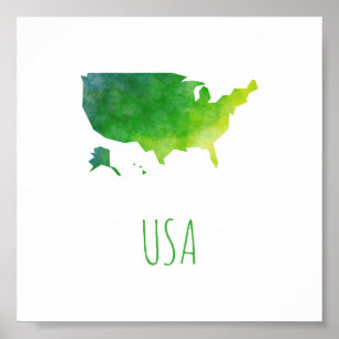 Poster Carte des Etats-Unis