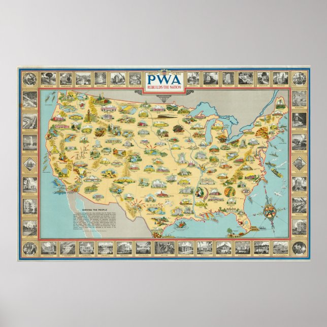 Poster Carte des États-Unis (Devant)