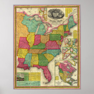 Poster Carte des États-Unis