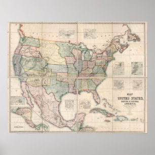 Poster Carte des États-Unis 3