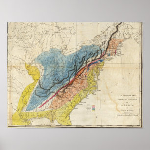 Poster Carte des Etats-Unis d'Amérique