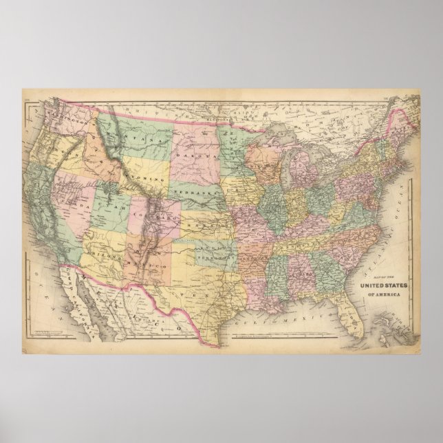 Poster Carte des États-Unis d'Amérique 3 (Devant)