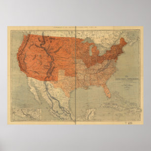 Poster Carte des États-Unis d'Amérique du Nord (1861)