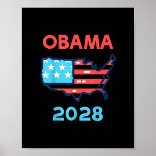 Poster Carte des États-Unis Obama 2028 Patriotique Électi