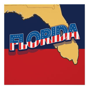 Poster carte des étoiles et des bandes de Floride