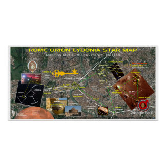 Poster Carte des étoiles Rome Cydonia Orion
