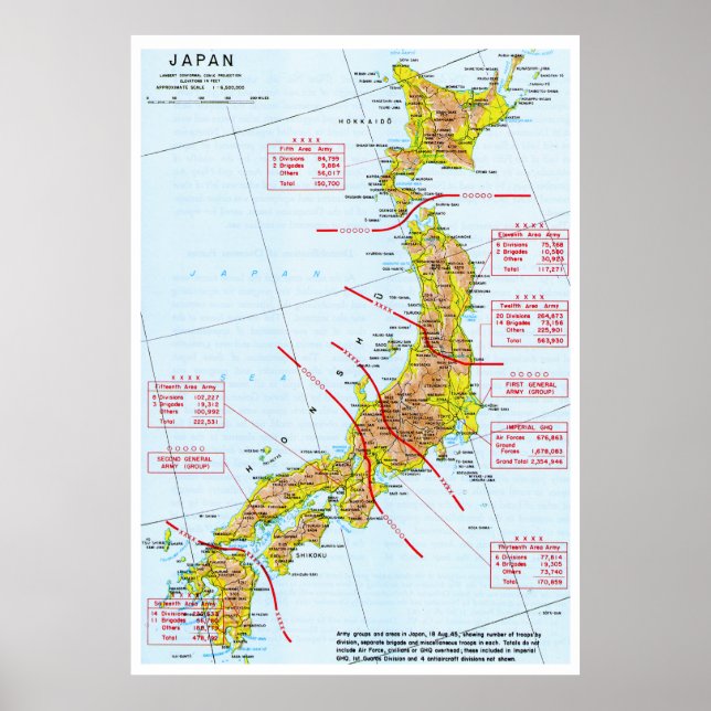 Poster Carte des forces terrestres japonaises de la Secon (Devant)