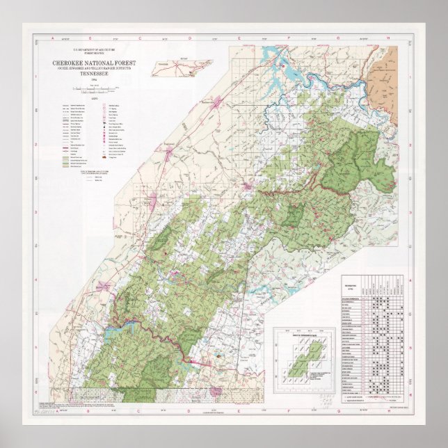 Poster Carte des forêts nationales de Cherokee (1996) (Devant)