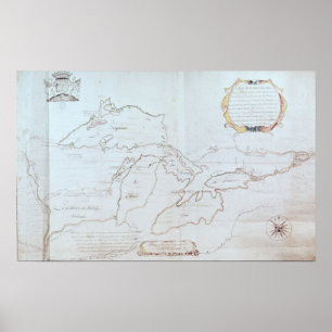 Poster Carte des Great Lakes