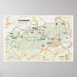 Poster Carte des Great Smoky Mountains