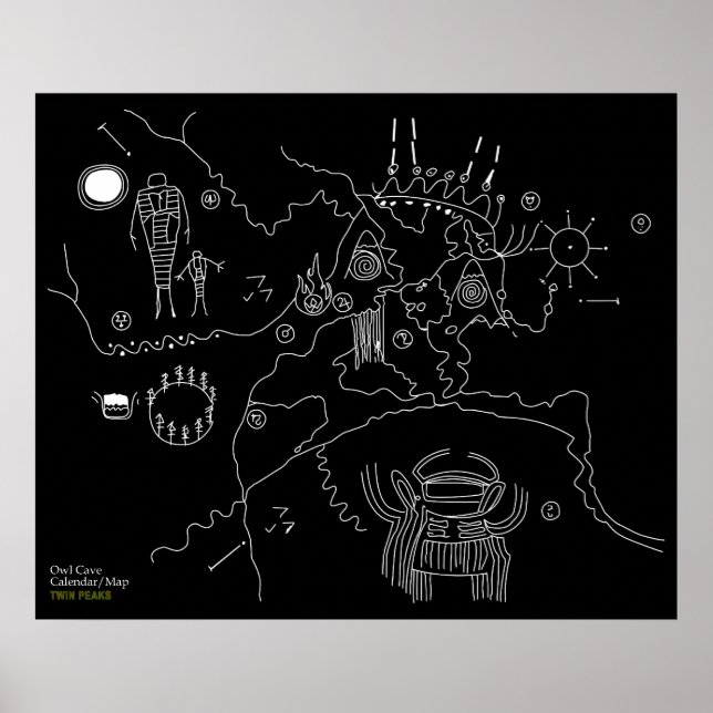 Poster Carte des grottes de hibou - Twin Peaks (Devant)