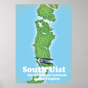 Poster Carte des Hébrides extérieures du sud de l'Uist
