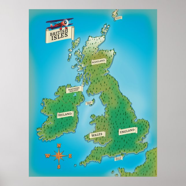 Poster Carte des îles britanniques (Devant)
