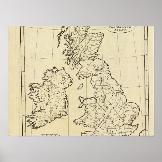 Poster Carte des îles britanniques (Devant)