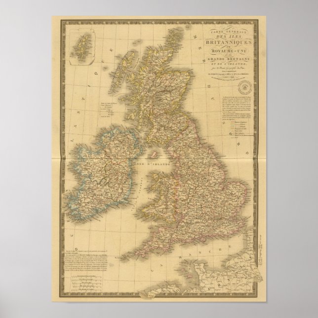 Poster Carte des îles britanniques (Devant)