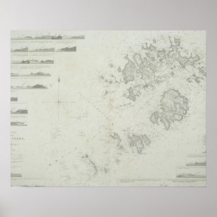 Poster Carte des îles de Scilly en Grande-Bretagne