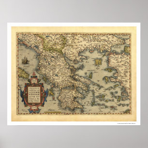Poster Carte des îles grecques Ortelius 1570