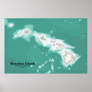 Poster Carte des îles Hawaiiennes