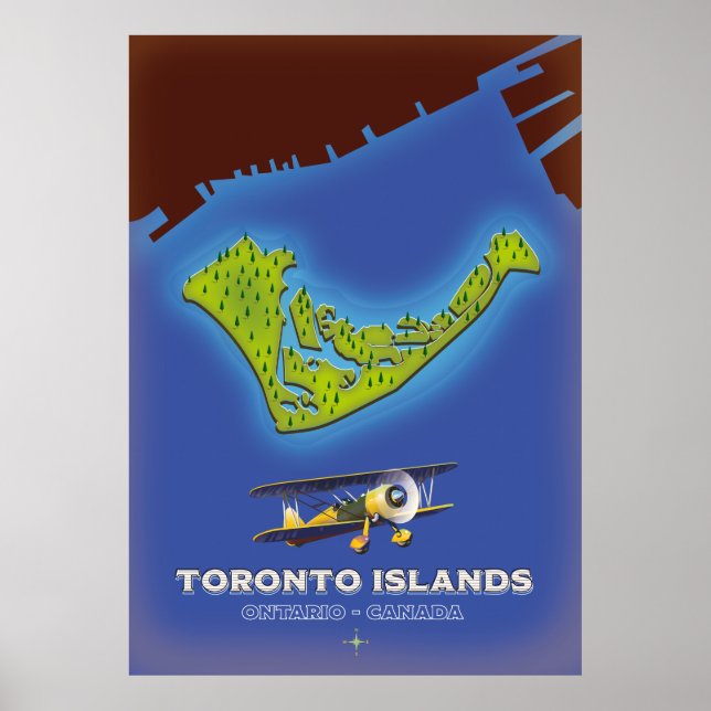 Poster Carte des îles Toronto, Ontario, Canada (Devant)