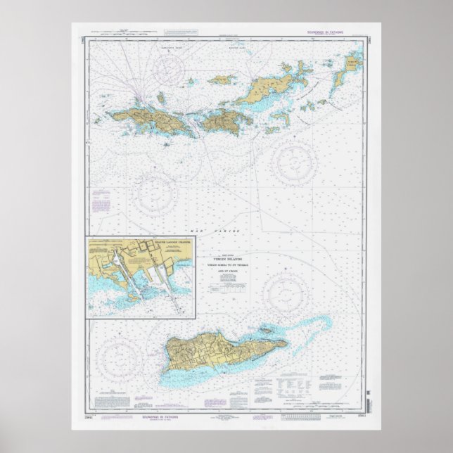 Poster Carte des îles Vierges (1996) St Thomas, St John (Devant)