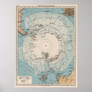 Poster Carte des itinéraires d'exploration vintage en Ant