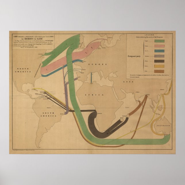 Poster Carte des migrations mondiales [traduit] (Devant)