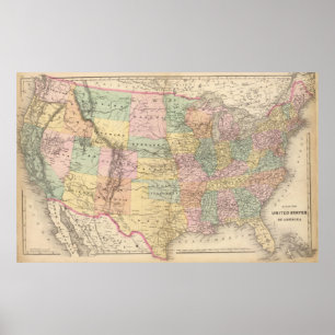 Poster Carte des monnaies des États-Unis (1873)