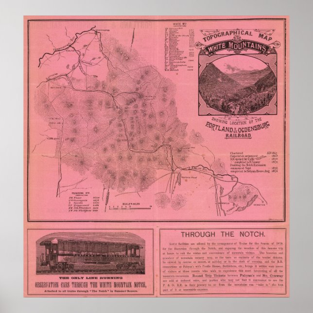 Poster Carte des montagnes blanches (Devant)