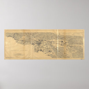 Poster Carte des montagnes de Los Angeles et San Gabriel 