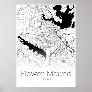 Poster Carte des monticules de fleurs - Texas - Carte de 