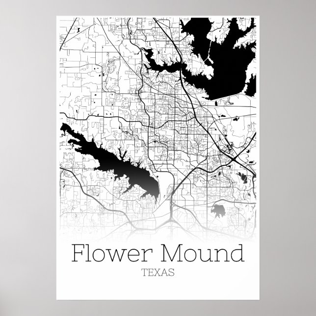 Poster Carte des monticules de fleurs - Texas - Carte de  (Devant)